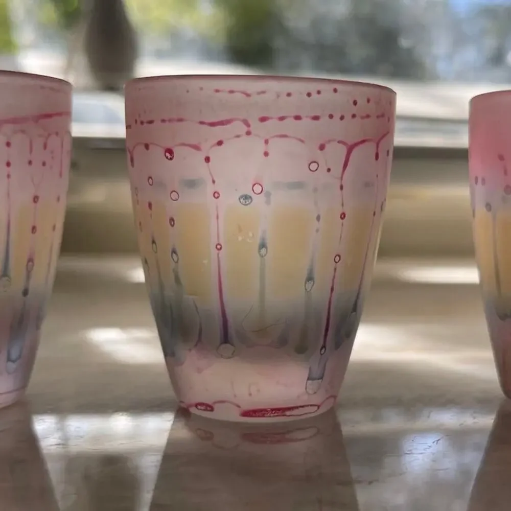 Set of 3 handpainted shot glasses made in France